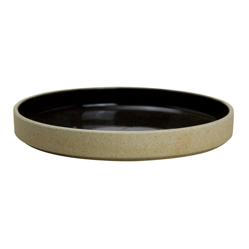Assiette a dessert a rebord diam. 18,2 x H. 2,5 cm - bicolore sable/anthracite - collection sable en porcelaine - A creation