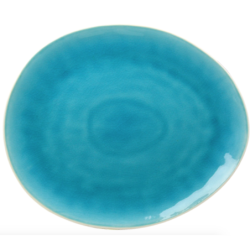 plat oval GM  - interieur craquele collection Nuük - diam. 28,4*23,7*2,8 CM - turquoise et blanc -  Ard'time