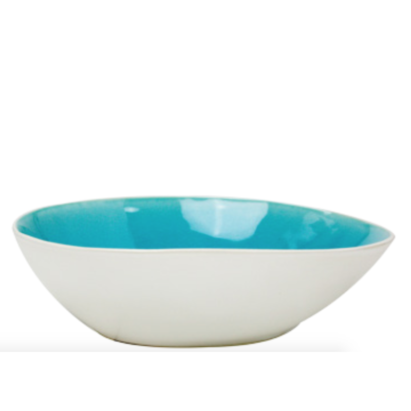 coupelle ovale  en ceramique - interieur craquele - collection Nuük - diam. 20,4* 16,7*5,9cm - turquoise et blanc - Ard'time