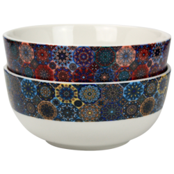 Coffret de 4 Bols 550mL "Riad"- 13,6*6,5cm - 2 designs  panaches - Ard'time