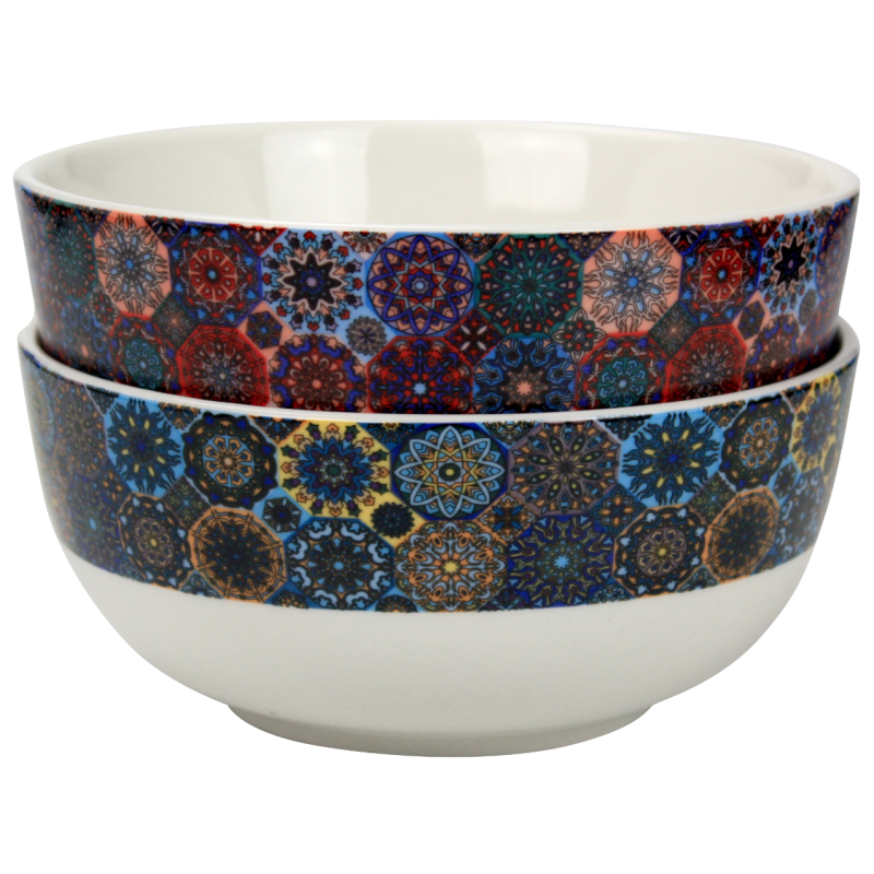 Coffret de 4 Bols 550mL "Riad"- 13,6*6,5cm - 2 designs  panaches - Ard'time