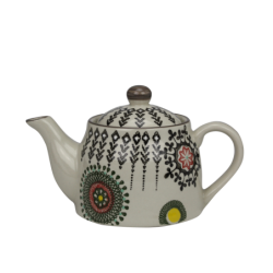Theiere PM en ceramique "Olina" 450mL- 8 designs ethniques panaches - 17*11*10cm - Ard'time