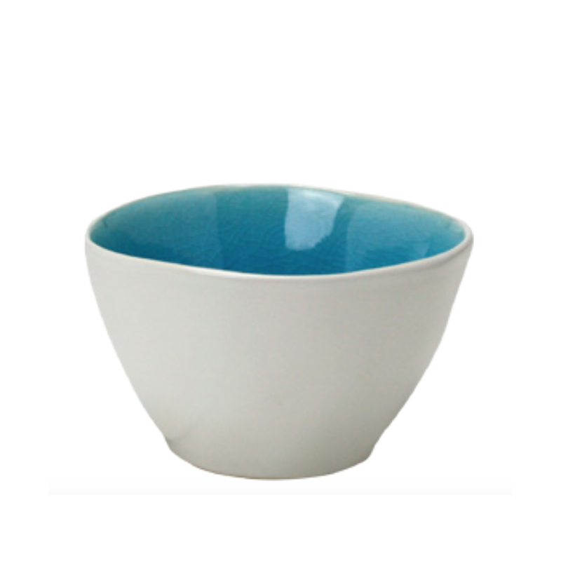 Bol  MM en ceramique - interieur craquele - collection Nuük - diam. 10,4 * 6,5cm - turquoise et blanc - Ard'time