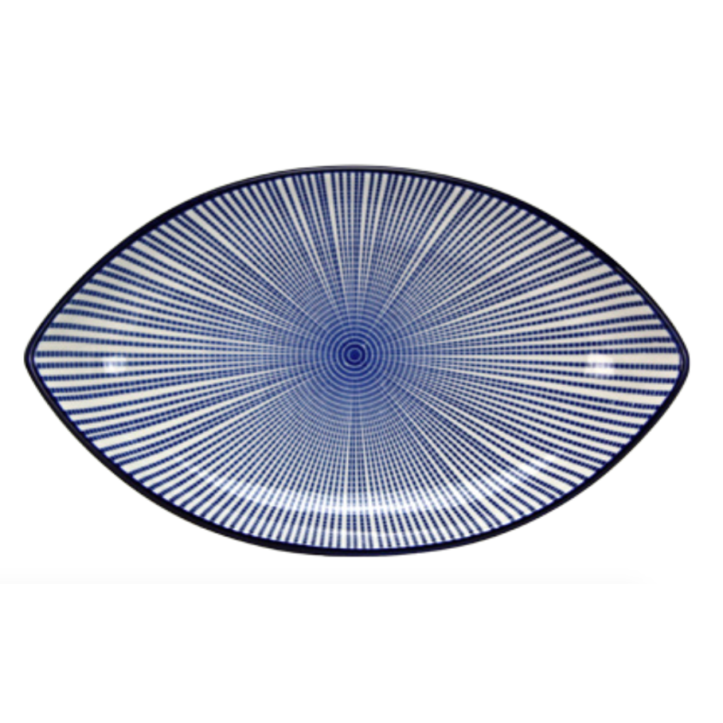 Plat oval collection Blue Lagoon - dim 25,5*14,8*3,5CM - 4 designs panaches - Ard'time