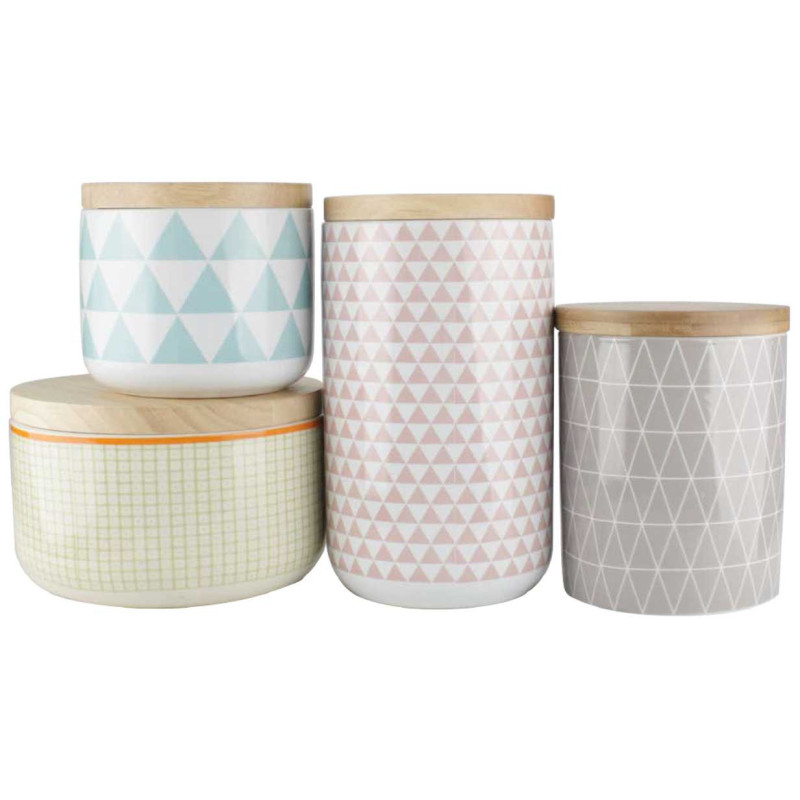 Boite avec couvercle Diam. 10cm, H 12cm, coloris vert, rose, bleu et gris - "Gjaüvik" Ard'time