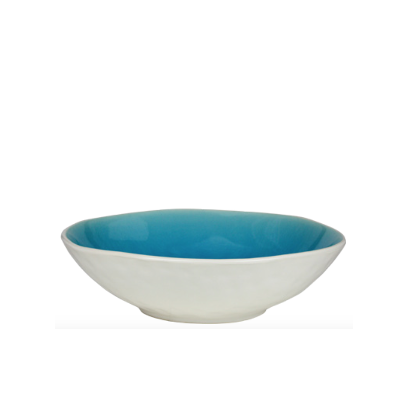Saladier PM en ceramique - interieur craquele collection Nua_k - diam. 19,8*7cm - turquoise et blanc  - Ard'time