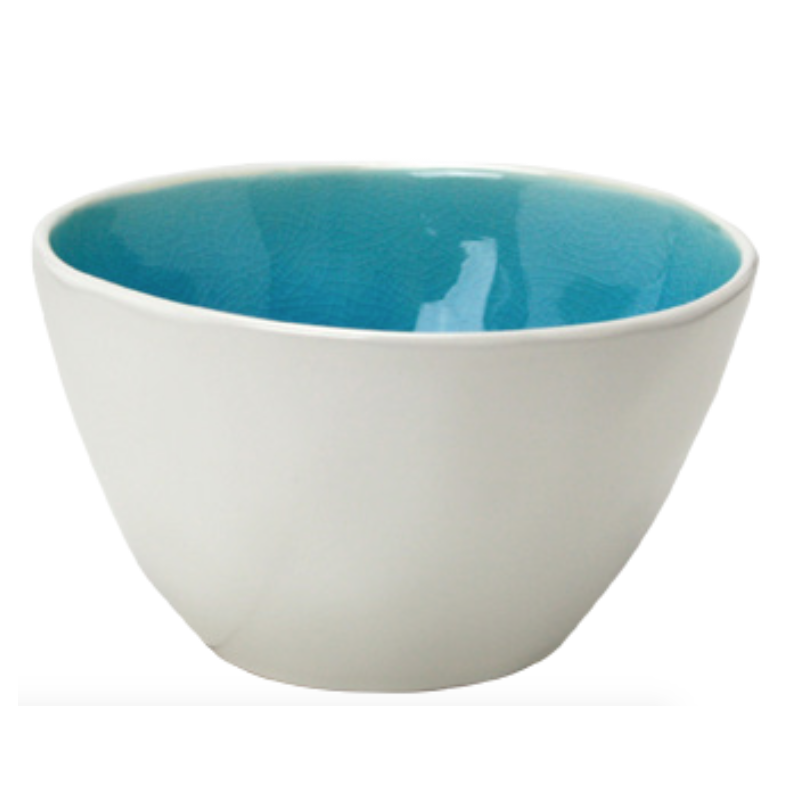 Bol GM en ceramique - interieur craquele - collection Nuük - diam. 15 * 8,8 cm - turquoise et blanc - Ard'time