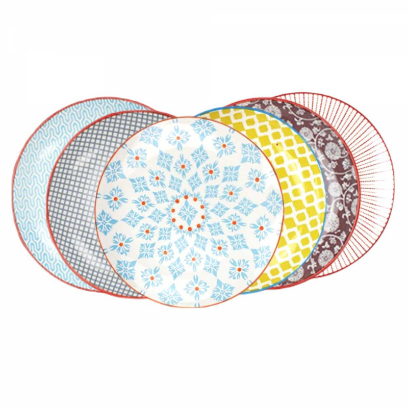 Assiette "Sabae" - 6 coloris ethniques panaches - diam 26,5cm - Ard'time