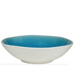 Saladier GM en ceramique - interieur craquele collection Nuük GM - diam. 25,6*7,4cm - turquoise et blanc - Ard'time