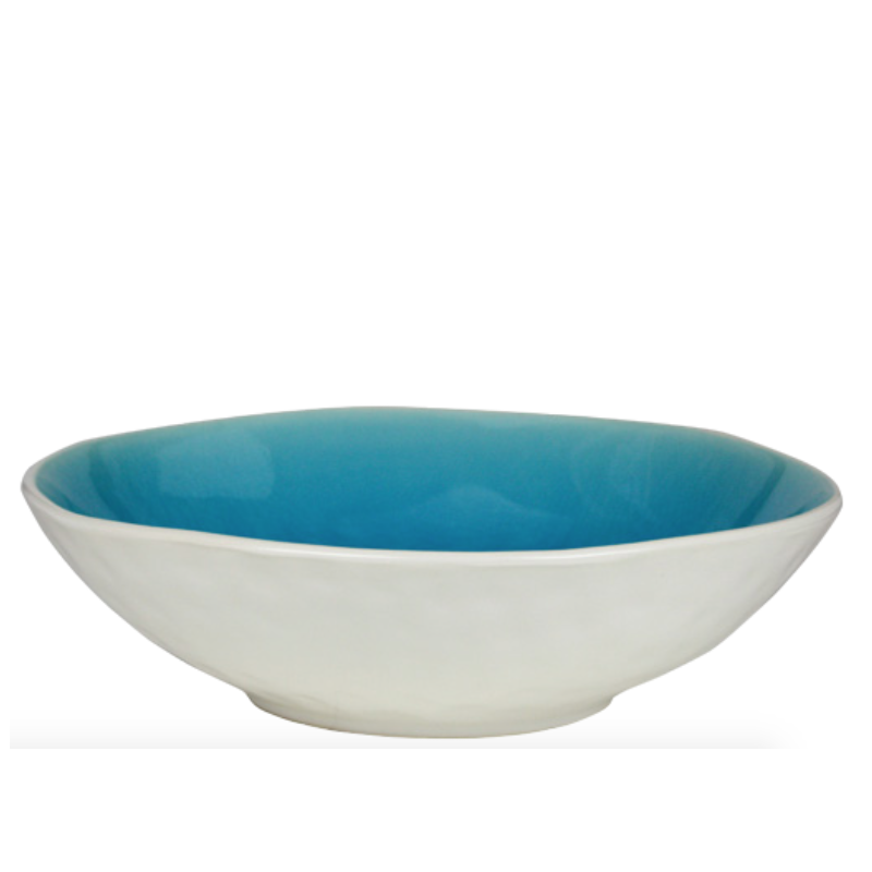Saladier GM en ceramique - interieur craquele collection Nuük GM - diam. 25,6*7,4cm - turquoise et blanc - Ard'time