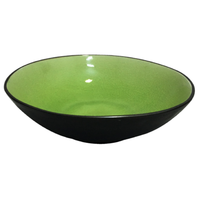 Saladier GM en verre craquele collection Myoko GM - diam. 26,2*7cm - 3 coloris panaches: Gris, Vert, Bleu - Ard'time