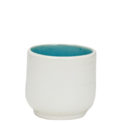 Tasse a the 170 ML en ceramique - interieur craquele collection Nuük - diam. 7,*7cm - turquoise et blanc - Ard'time