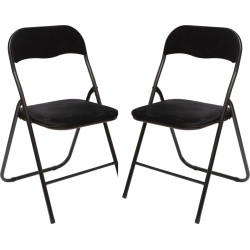 Lot de 6 chaises pliantes avec assise en velours, noir