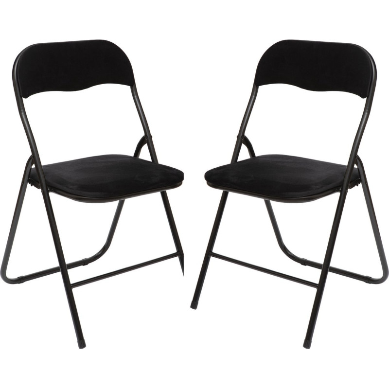 Lot de 6 chaises pliantes avec assise en velours, noir