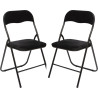 Lot de 6 chaises pliantes avec assise en velours, noir