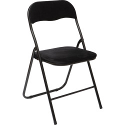 Lot de 6 chaises pliantes avec assise en velours, noir