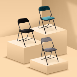 Lot de 6 chaises pliantes avec assise en velours, noir