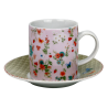 Tasse a cafe avec sous tasse "Ozio" 100  ml - Tasse : 7,7x5,5x6cm - Soucoupe : 11x1,7cm - 6 designs panaches Fleurs- Ard'time