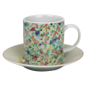 Tasse a cafe avec sous tasse "Ozio" 100  ml - Tasse : 7,7x5,5x6cm - Soucoupe : 11x1,7cm - 6 designs panaches Fleurs- Ard'time