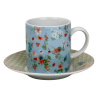 Tasse a cafe avec sous tasse "Ozio" 100  ml - Tasse : 7,7x5,5x6cm - Soucoupe : 11x1,7cm - 6 designs panaches Fleurs- Ard'time