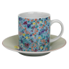 Tasse a cafe avec sous tasse "Ozio" 100  ml - Tasse : 7,7x5,5x6cm - Soucoupe : 11x1,7cm - 6 designs panaches Fleurs- Ard'time