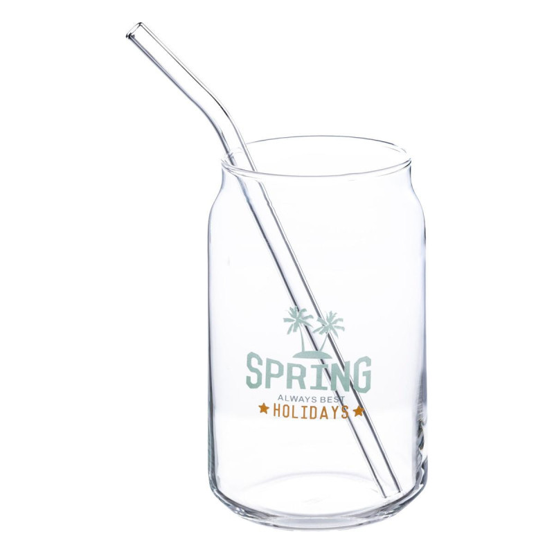 Gobelet canette avec paille Summer 52 cl verre assorti