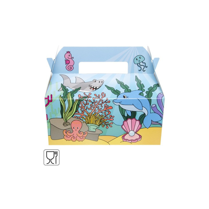 Boîte à  menu en carton océan 22.5 cm