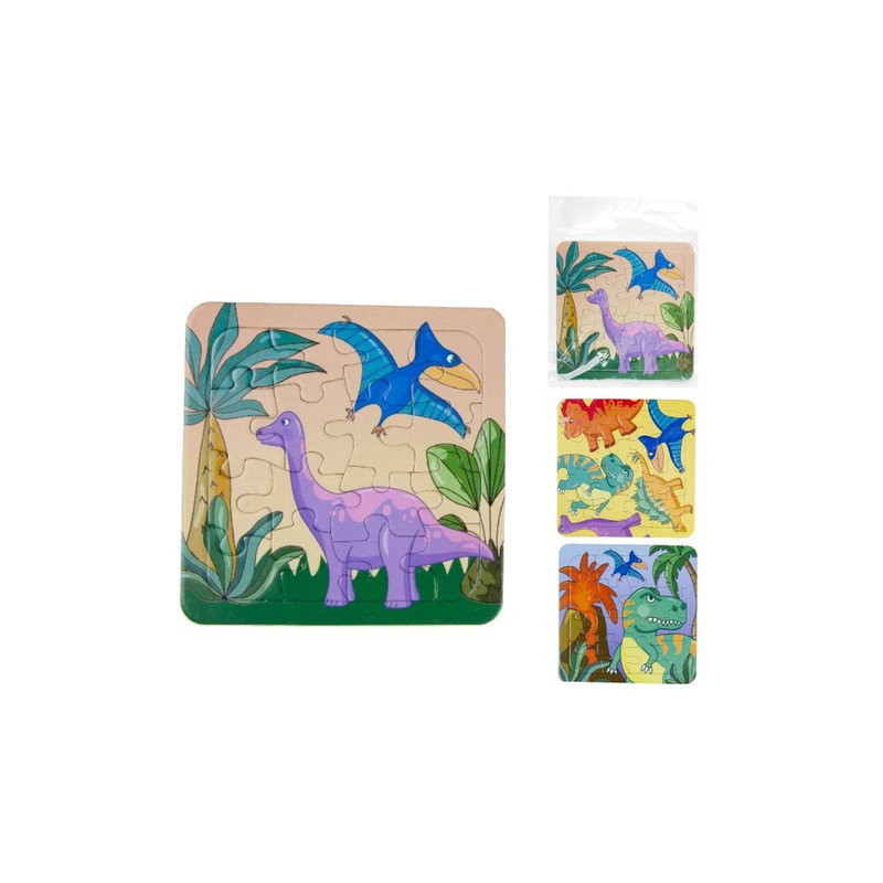 Puzzle dinosaure 13,5 cm 16 pièces 3 assorties