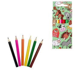 6 Crayons de couleur Animaux de la ferme 9 cm