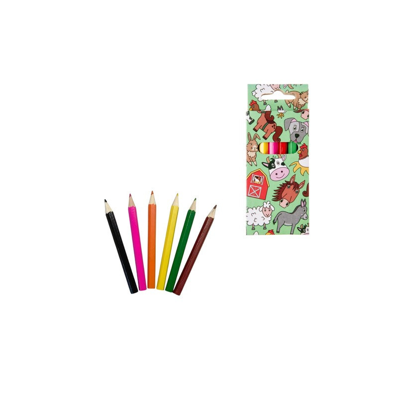 6 Crayons de couleur Animaux de la ferme 9 cm