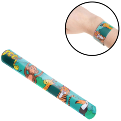 Bracelet à  clapet animaux de la jungle vert 21,5 cm