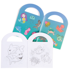 Livre de coloriage avec autocollants Créatures marines 13 cm