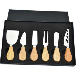 Set de 6 couteaux a fromage Bambou / Inox - Coffret cadeau