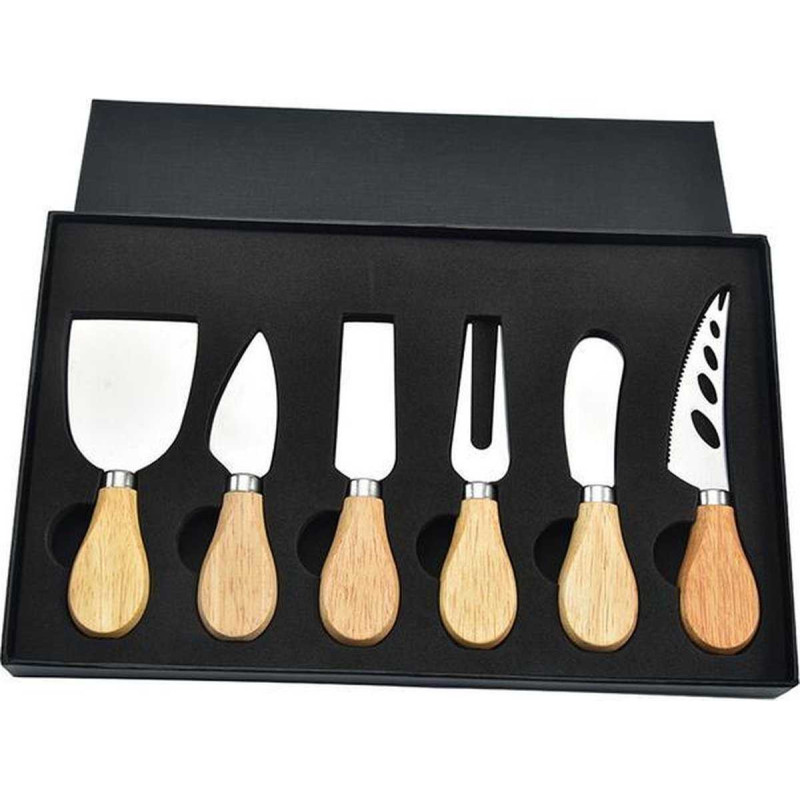 Set de 6 couteaux a fromage Bambou / Inox - Coffret cadeau