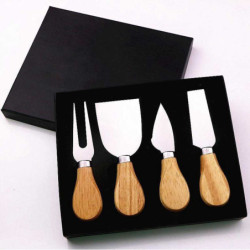 Set de 4 couteaux a fromage Bambou / Inox - Coffret cadeau
