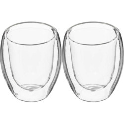 Lot de 2 tasses espresso double paroi 7cl en verre