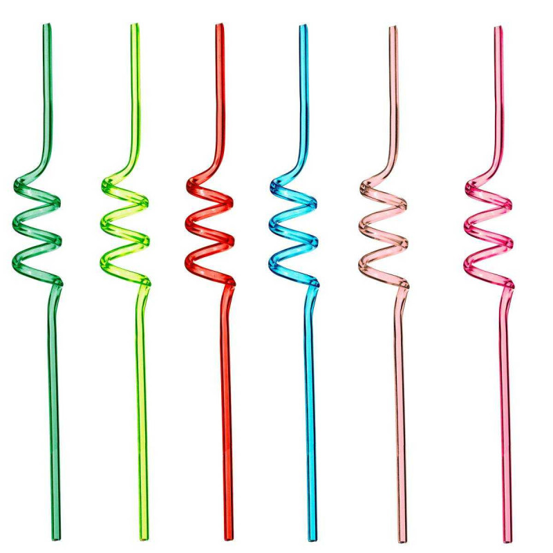 Lot de 6 pailles colorees "Tourbillon"