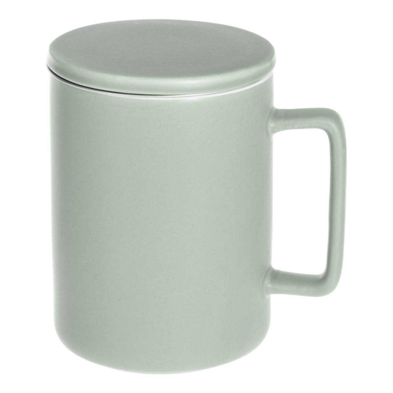 Tisaniere verte avec couvercle 40cl en porcelaine