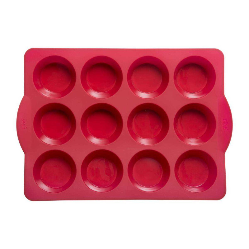 Moule 12 muffins en silicone 33 x 23.2 x 3.6cm - rouge