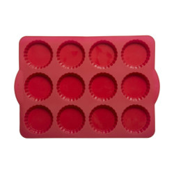 Moule 12 tartelettes en silicone 29,6 x 23,9 x 2,5cm - rouge