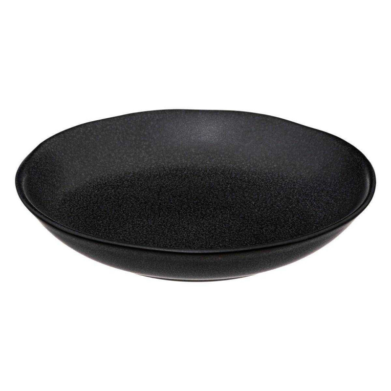 Assiette creuse d. 20cm en gres noir "Volcano"