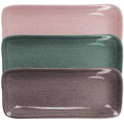 Plat rectangulaire "Natura" -dim 25,1 x 11 x h 2,4 cm - 3 coloris assortis- Ardtime