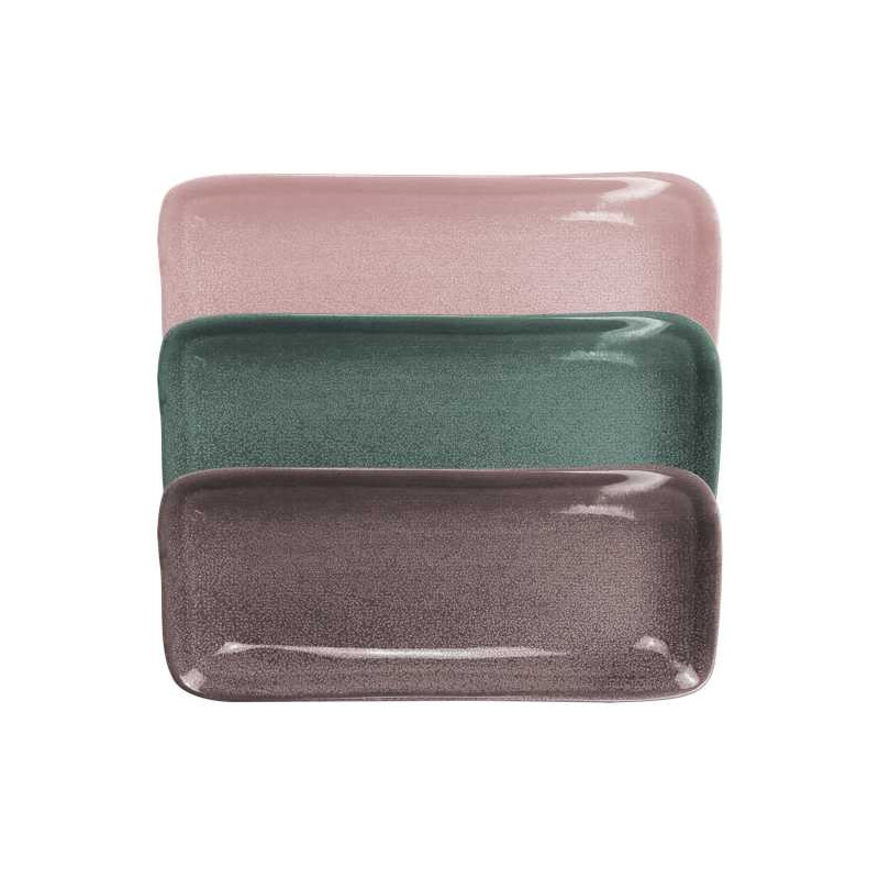 Plat rectangulaire "Natura" -dim 25,1 x 11 x h 2,4 cm - 3 coloris assortis- Ardtime