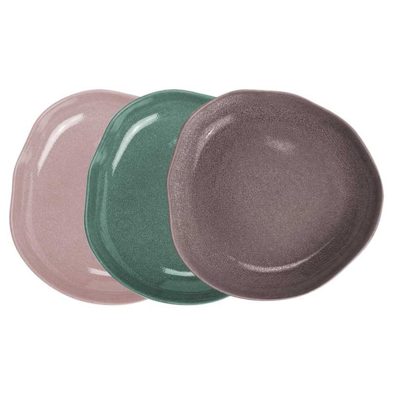 Assiette bord haut "Natura" -dim 20 x 19 x h 3,3 cm - 3 coloris assortis - Ardtime